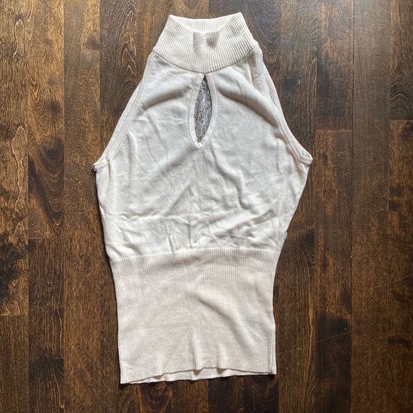 Soft Cream Bebe top with lace back - Picture 2 of 6
